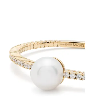Mizuki 18K イエローゴールド 南洋真珠とダイヤモンド カフブレスレット - サムネイル3