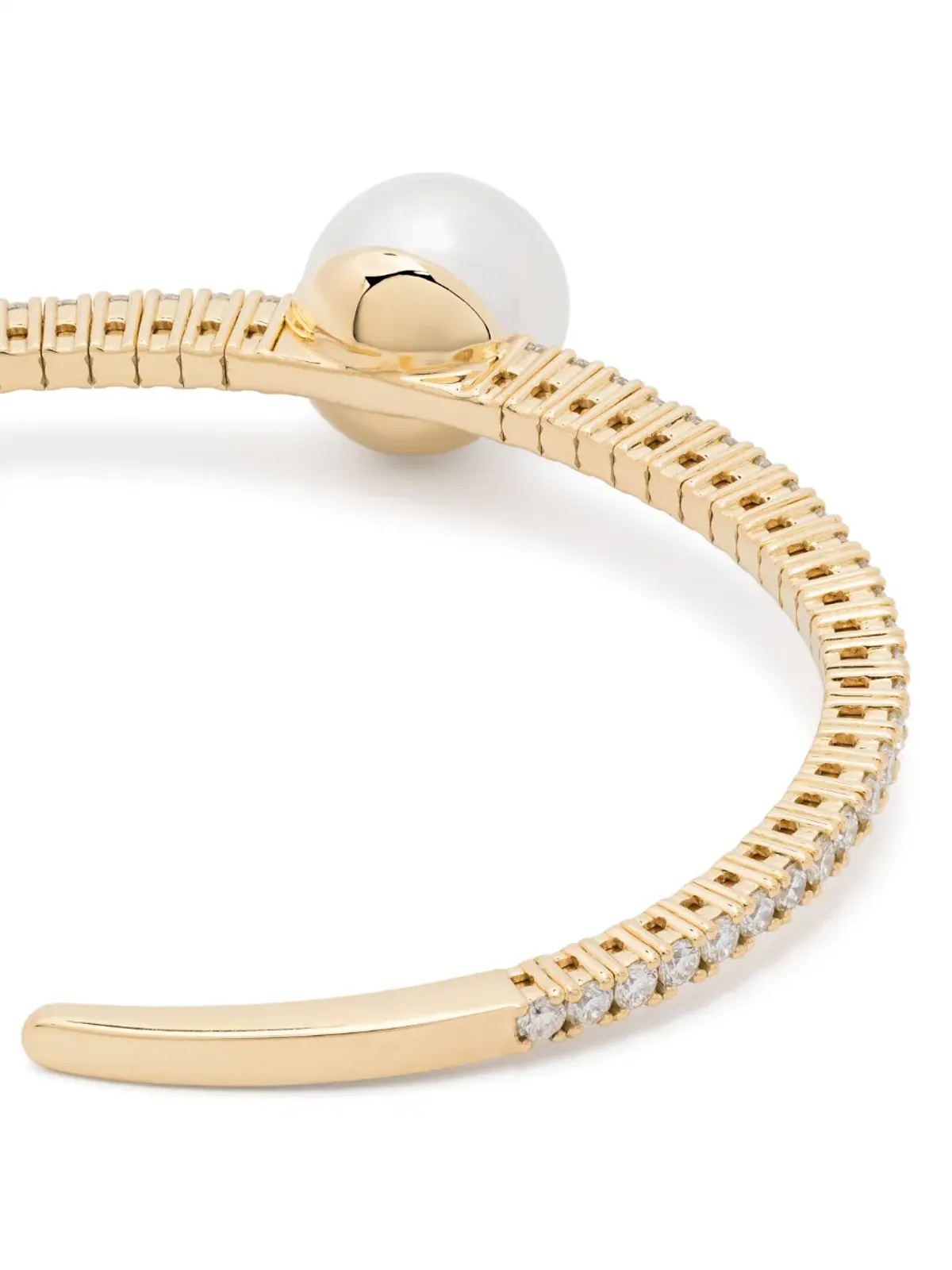 Mizuki 18K イエローゴールド 南洋真珠とダイヤモンド カフブレスレット - 画像4
