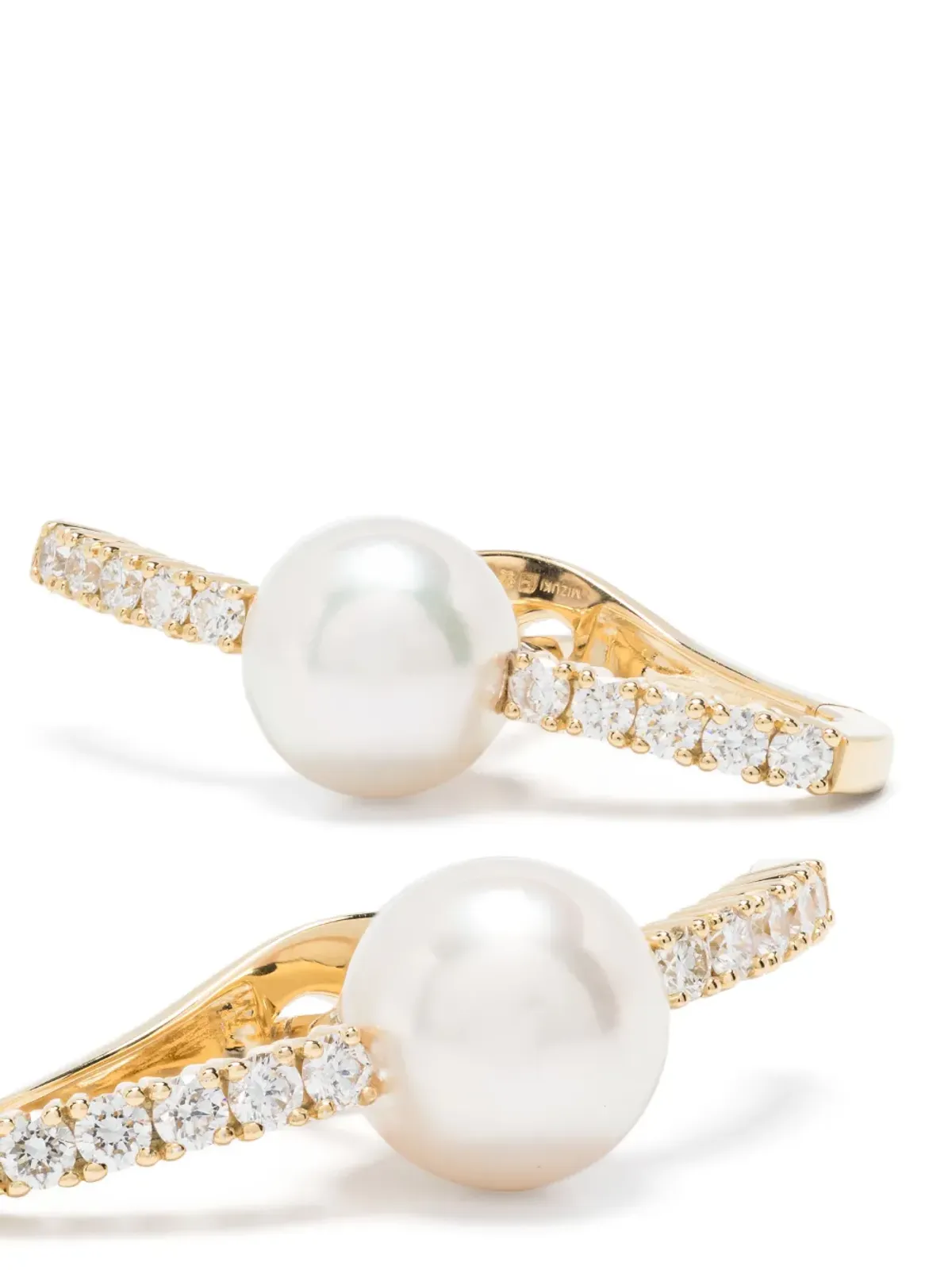 Mizuki 18kt yellow gold Akoya pearl and diamond earrings - 画像3