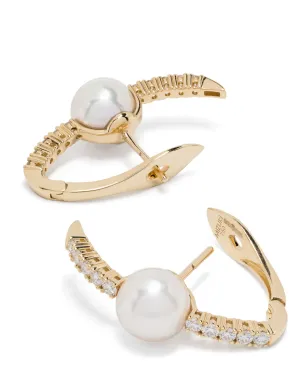 Mizuki 18kt yellow gold Akoya pearl and diamond earrings - サムネイル4