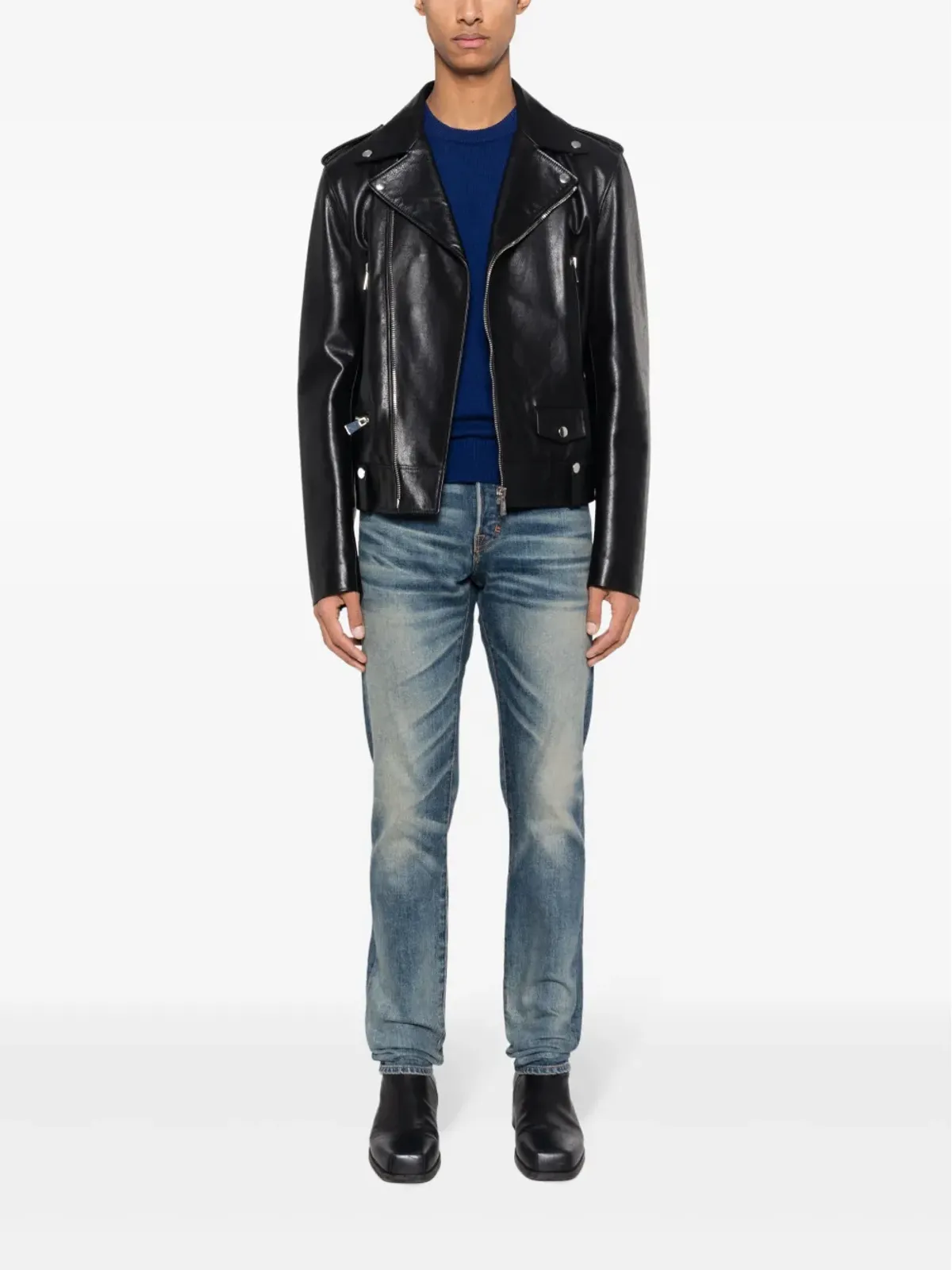 TOM FORD ロールネック カシミアセーター ブルー - 画像2