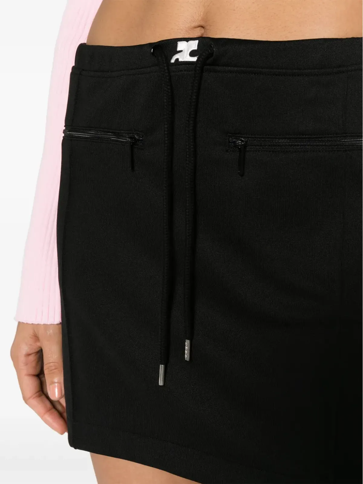 Courrèges ロゴパッチ ドローストリングウエスト ミニスカート - ブラック - 画像5