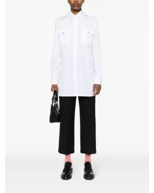 Prada クリスタルボタン コットン シャツ - ホワイト - サムネイル2