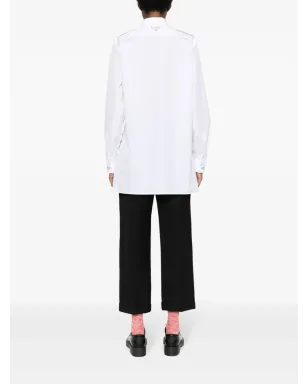 Prada クリスタルボタン コットン シャツ - ホワイト - サムネイル4