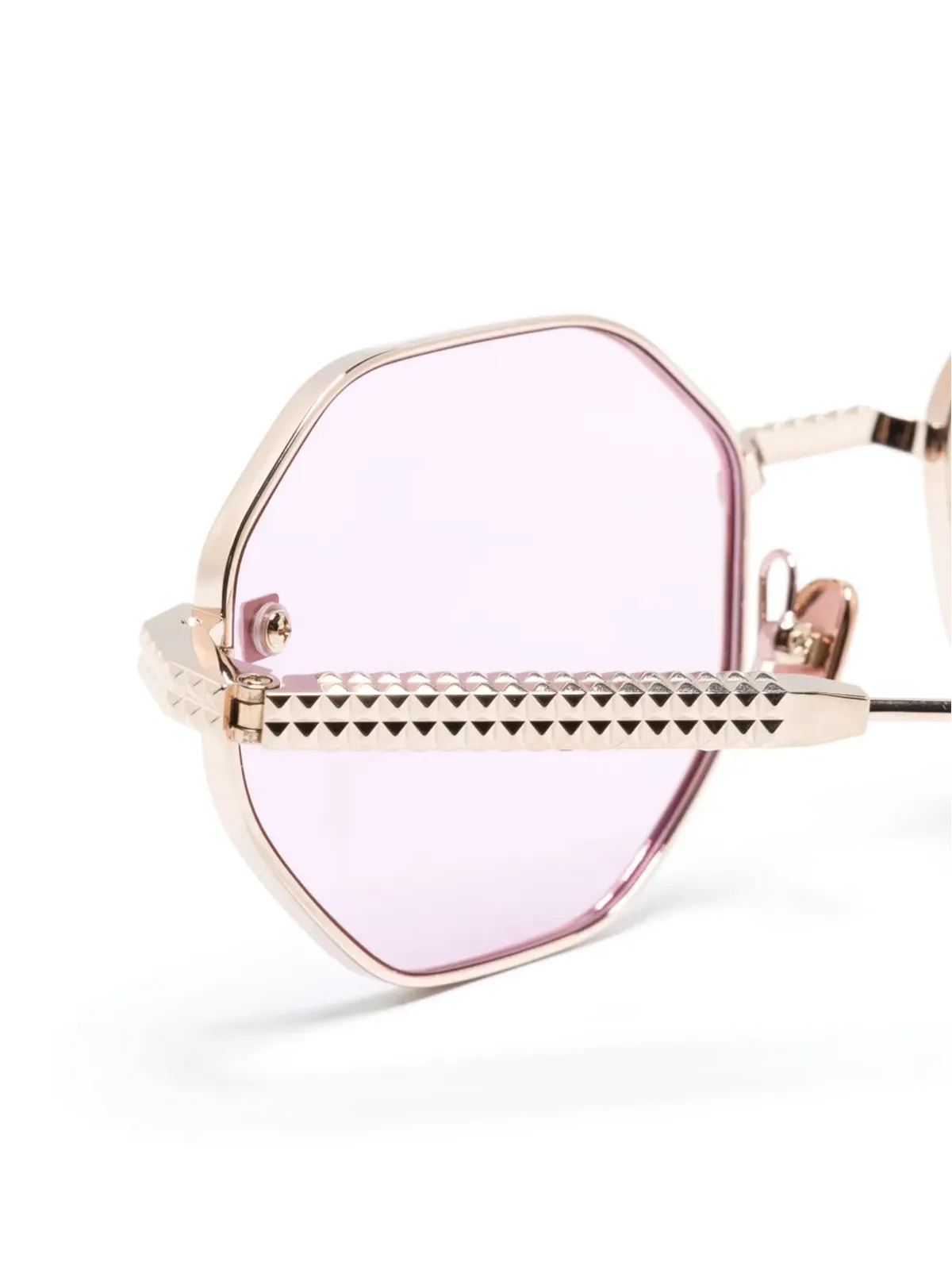 VALENTINO GARAVANI EYEWEAR ロックスタッド ジオメトリックフレーム サングラス - ゴールド - 画像3
