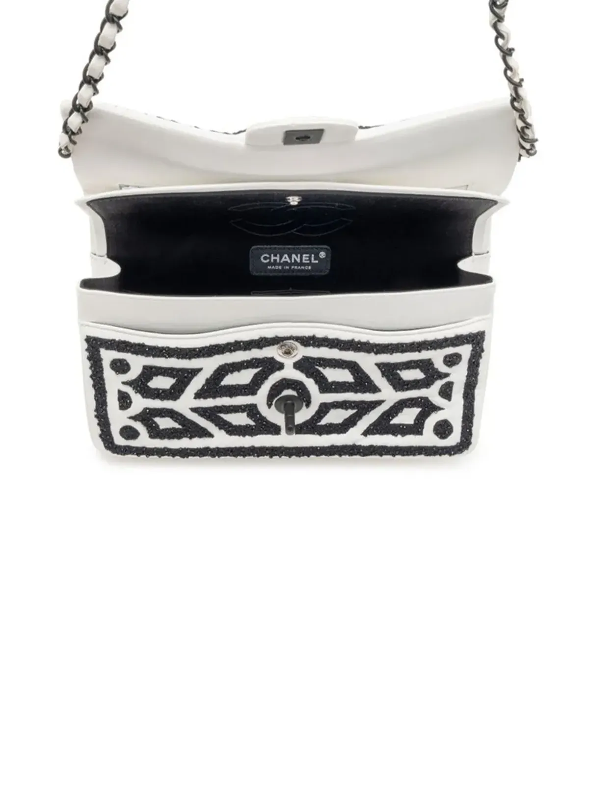 CHANEL ビンテージ 2011年 ミディアム ガーデン・オブ・ヴェルサイユ ダブルフラップ ショルダーバッグ - ホワイト - 画像5