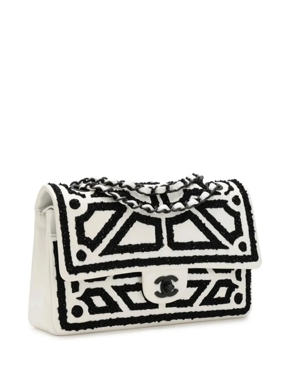 CHANEL ビンテージ 2011年 ミディアム ガーデン・オブ・ヴェルサイユ ダブルフラップ ショルダーバッグ - ホワイト - 画像3
