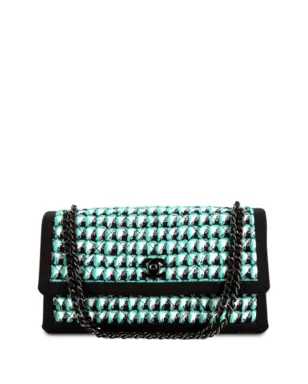 CHANEL ビンテージ 2016年 タイムレス ハウンドトゥース ツイード ショルダーバッグ - グリーン - サムネイル1