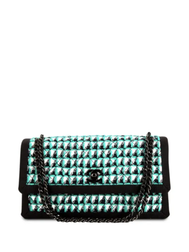 CHANEL Pre-Owned CHANEL ビンテージ 2016年 タイムレス ハウンドトゥース ツイード ショルダーバッグ - グリーンの商品画像