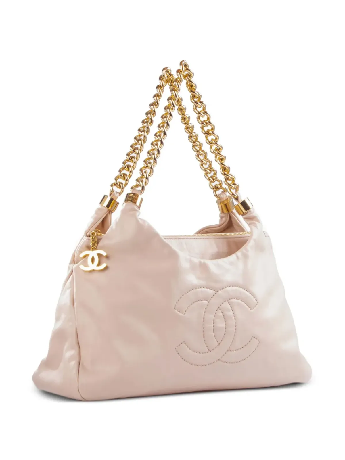 CHANEL ビンテージ 2009 CCステッチ ショルダーバッグ ピンク - 画像3