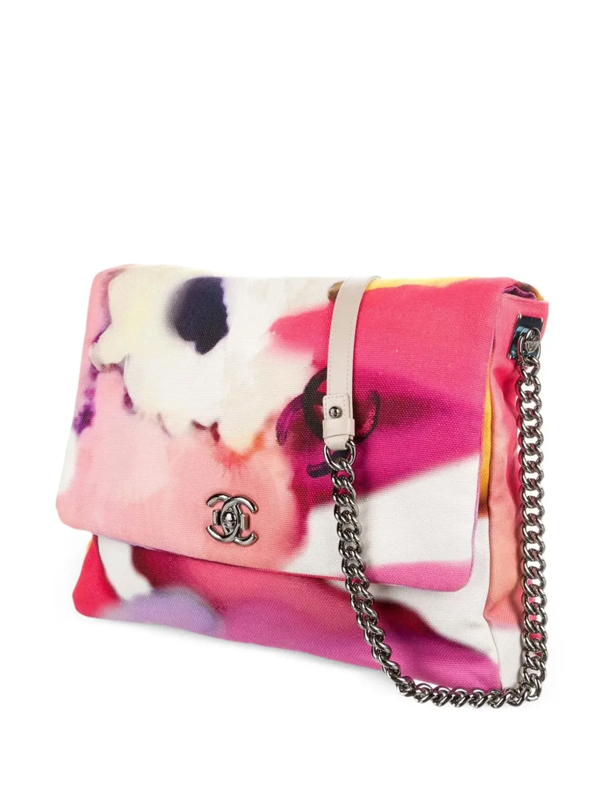CHANEL ビンテージ 2015 マキシ フローラルプリント ショルダーバッグ ピンク - 画像3