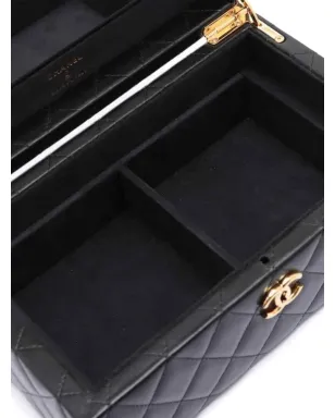 CHANEL ビンテージ ダイヤモンドキルト レザー ジュエリーボックス - ブラック - サムネイル5