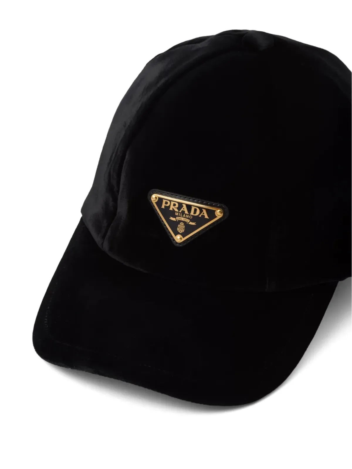 Prada 三角ロゴ ベルベット ベースボールキャップ - 画像2