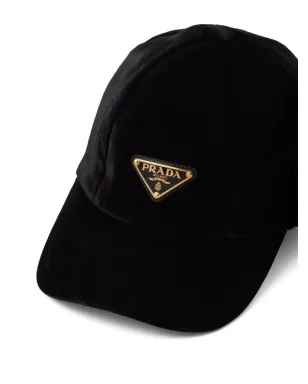 Prada 三角ロゴ ベルベット ベースボールキャップ - サムネイル2