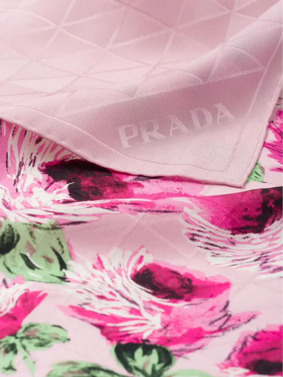 Prada クリープ・ド・シャン ジャカード スカーフ - ピンク - 画像2