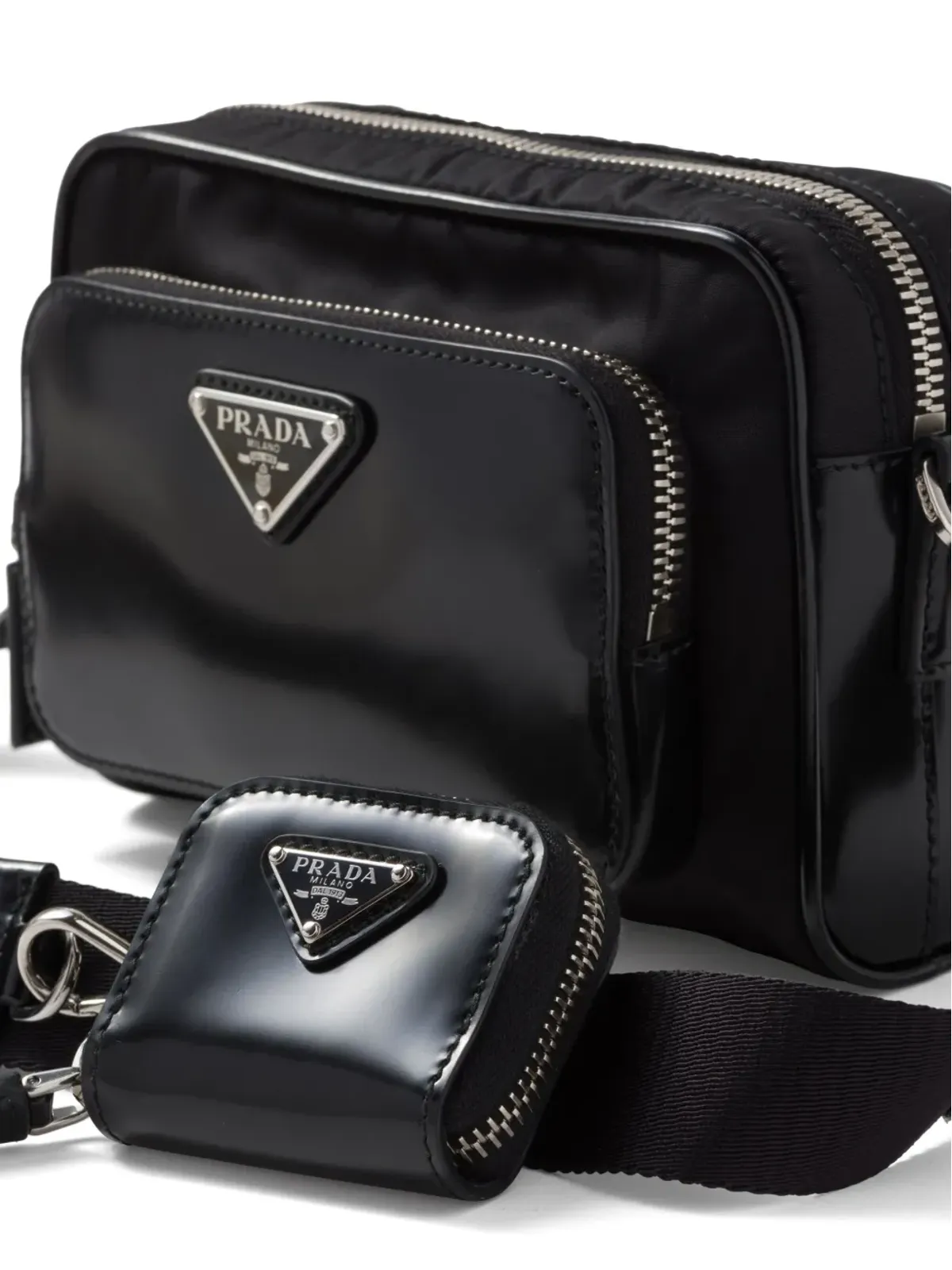 Prada Bandolera トライアングルロゴ メッセンジャーバッグ - ブラック - 画像4