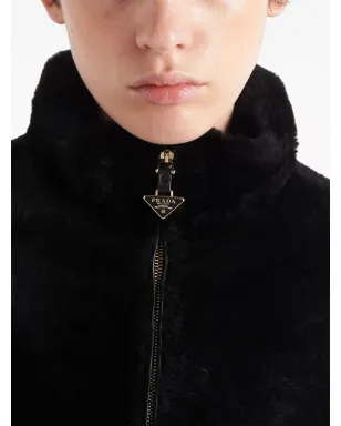 Prada ロゴアップリケ付きシアリングジャケット ブラック - サムネイル5