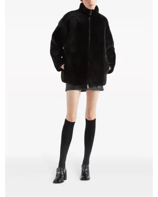 Prada ロゴアップリケ付きシアリングジャケット ブラック - サムネイル2