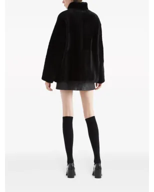 Prada ロゴアップリケ付きシアリングジャケット ブラック - サムネイル3