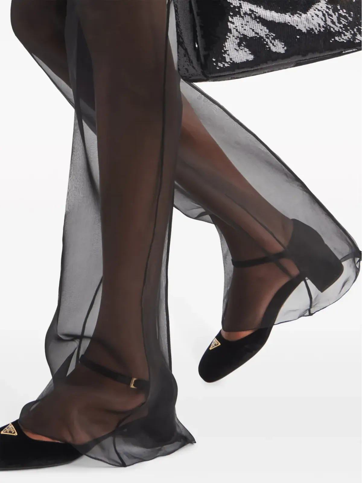 Prada フレアオーガンザパンツ - ブラック - 画像5