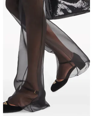 Prada フレアオーガンザパンツ - ブラック - サムネイル5