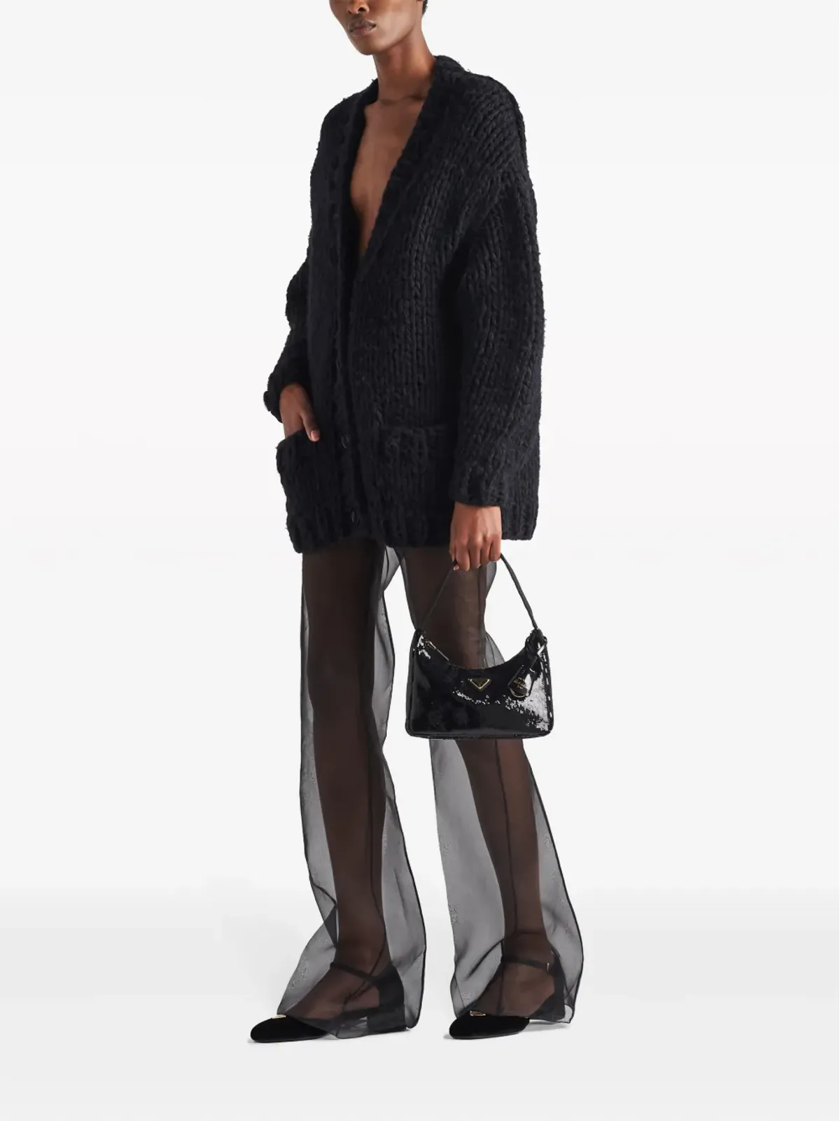 Prada フレアオーガンザパンツ - ブラック - 画像2