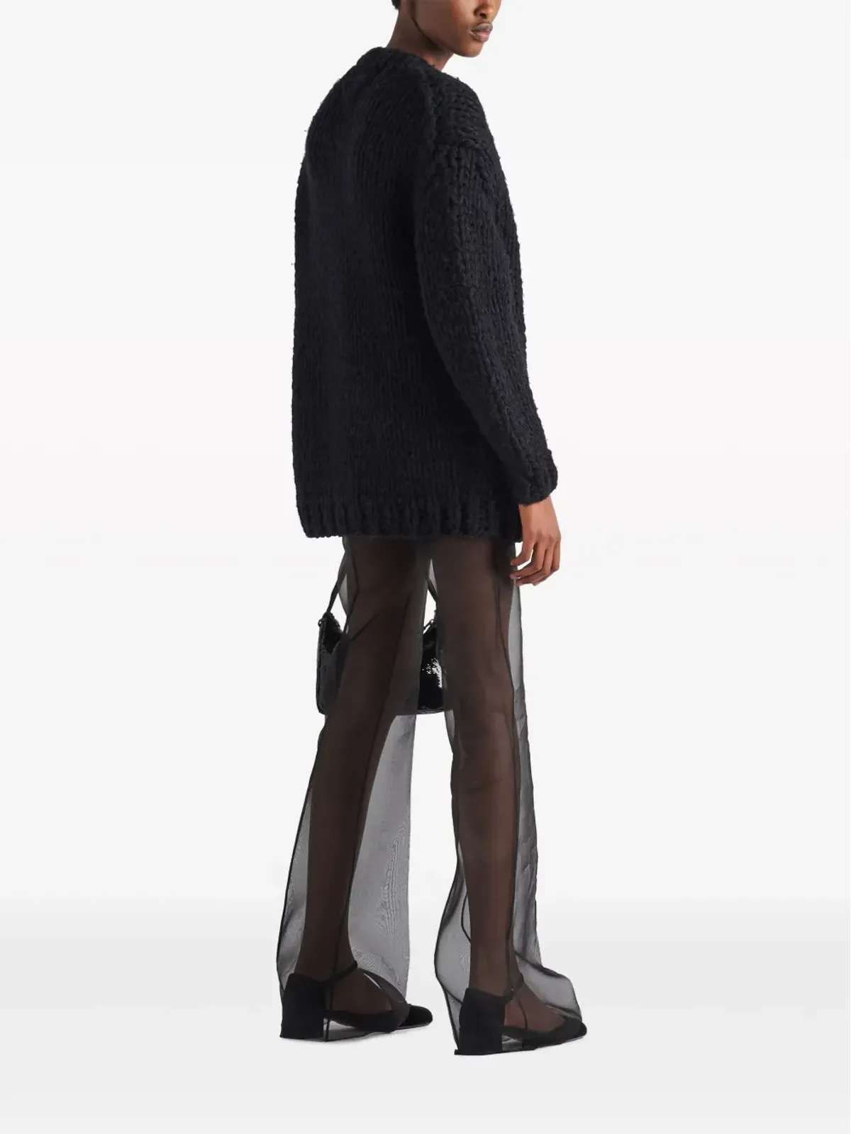 Prada フレアオーガンザパンツ - ブラック - 画像3