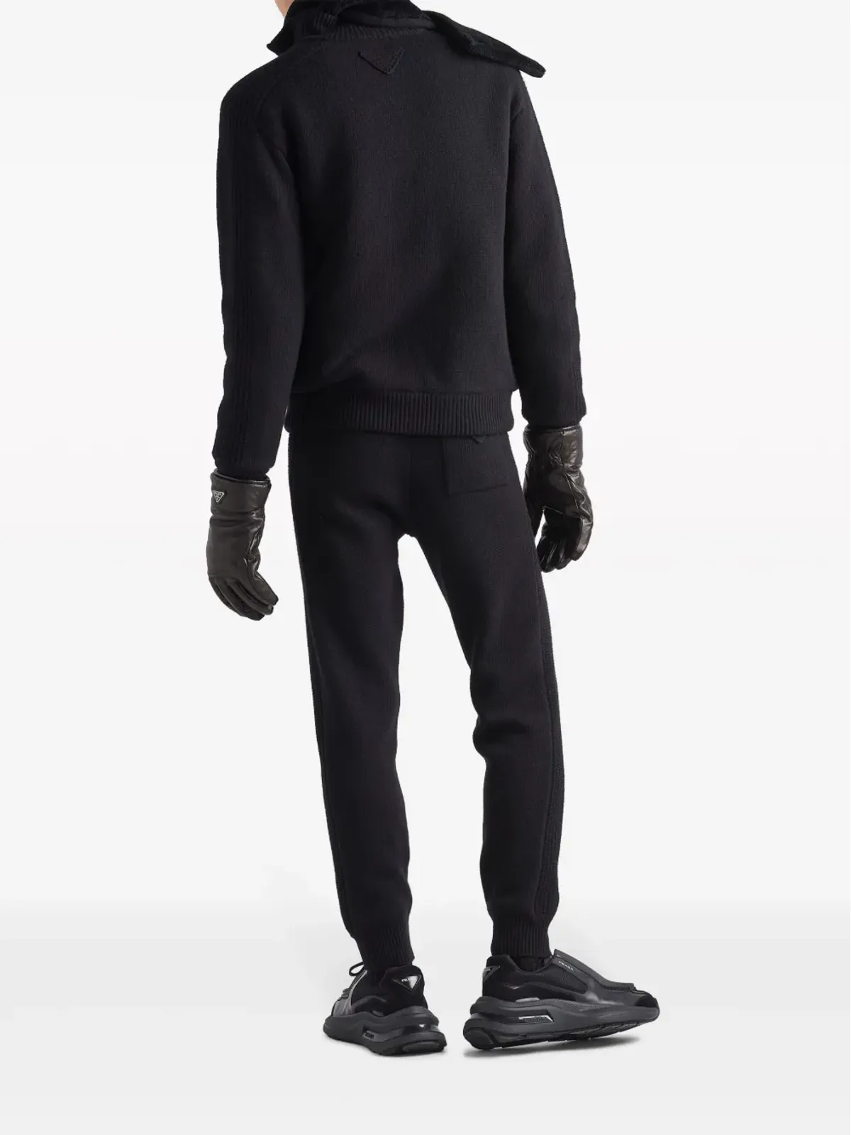 Prada トライアングルロゴ ウールカシミヤ カーディガン - ブラック - 画像3