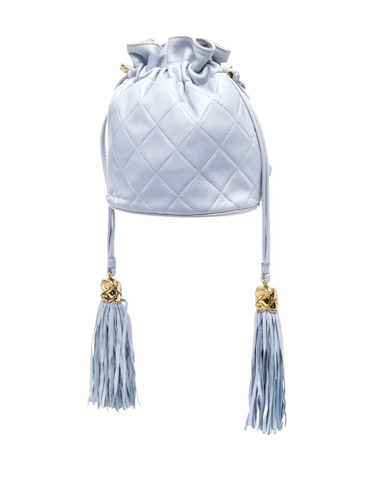CHANEL ビンテージ 1989 ダイヤモンドキルティング バケットバッグ ブルー - 画像2