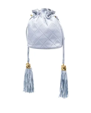 CHANEL ビンテージ 1989 ダイヤモンドキルティング バケットバッグ ブルー - サムネイル2