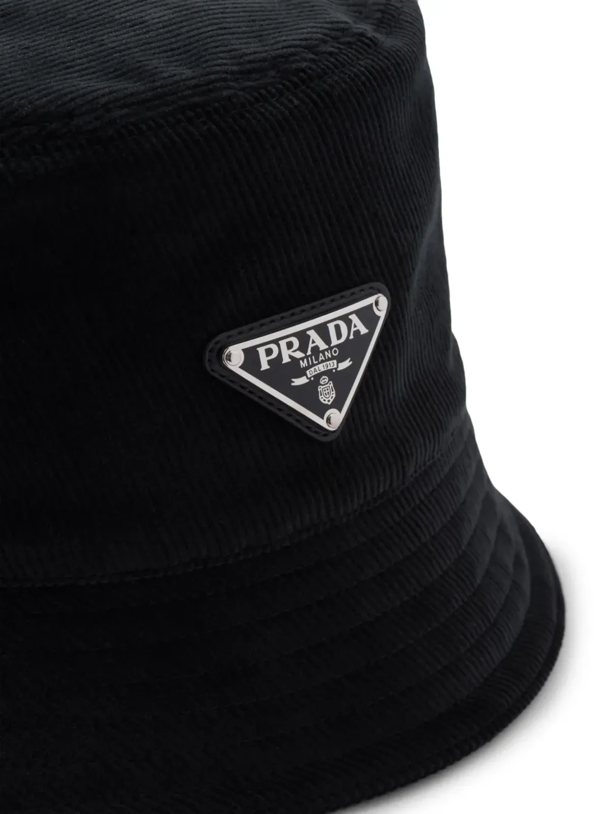 Prada トライアングルロゴ コーデュロイ バケットハット - ブラック - 画像2