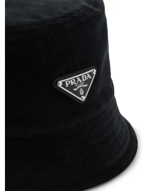 Prada トライアングルロゴ コーデュロイ バケットハット - ブラック - サムネイル2