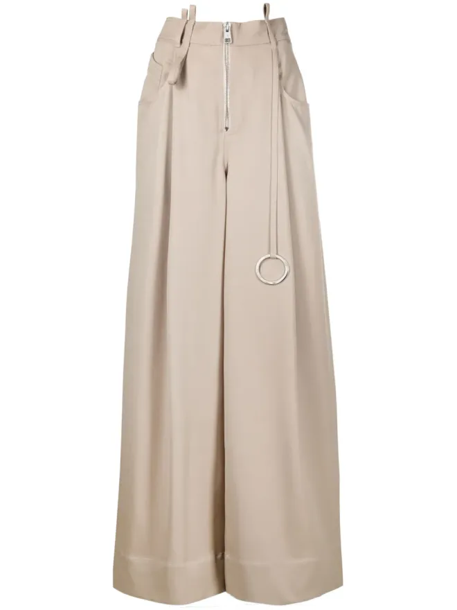 THE ATTICO The Attico 飾り付き ワイドレッグ ウールパンツ ブラウンの商品画像