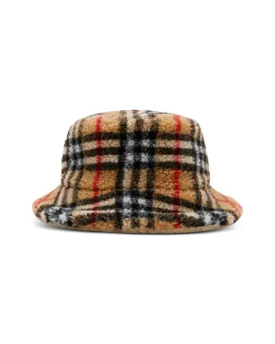 Burberry Kids ヴィンテージチェック フリース バケットハット - ベージュ - サムネイル1