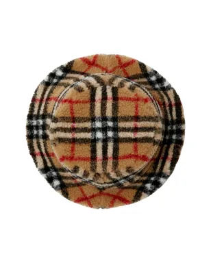 Burberry Kids ヴィンテージチェック フリース バケットハット - ベージュ - サムネイル2