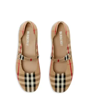 Burberry Kids メアリ―ジェーン チェック柄バレリーナ - サムネイル4