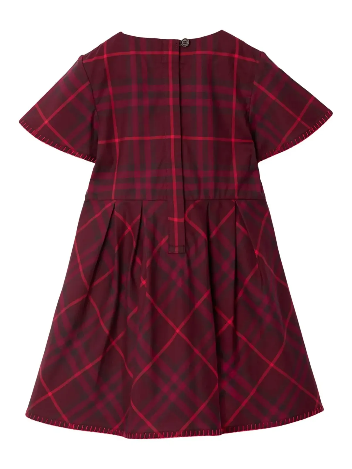 Burberry Kids チェック柄コットンワンピース レッド - 画像2