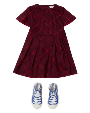 Burberry Kids チェック柄コットンワンピース レッド - サムネイル3