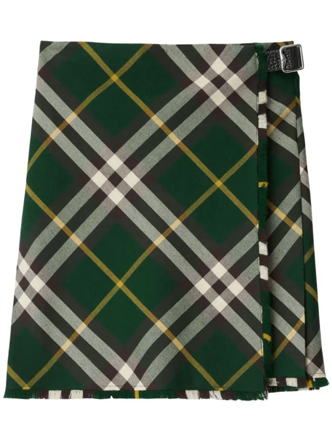 Burberry Burberry チェック柄ウールスカート - グリーンの商品画像