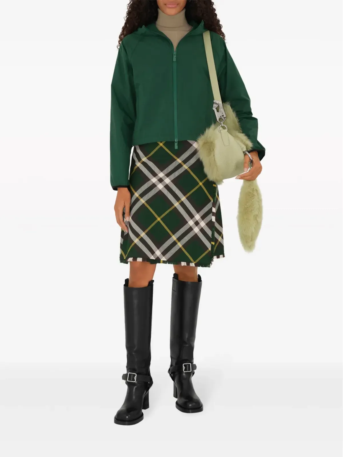 Burberry チェック柄ウールスカート - グリーン - 画像2