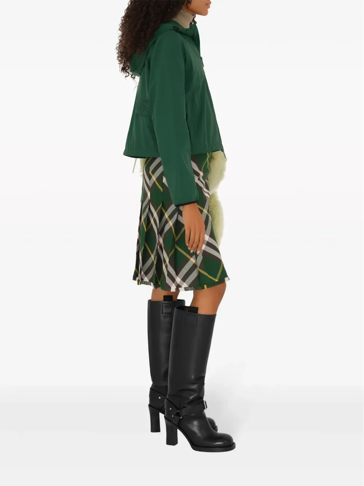 Burberry チェック柄ウールスカート - グリーン - 画像3