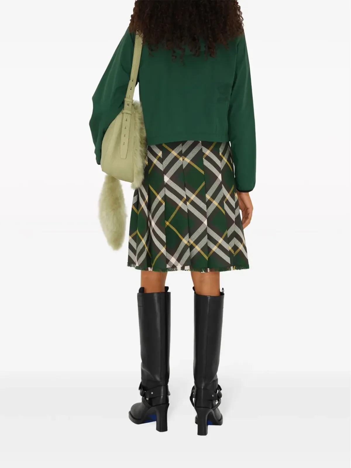 Burberry チェック柄ウールスカート - グリーン - 画像4