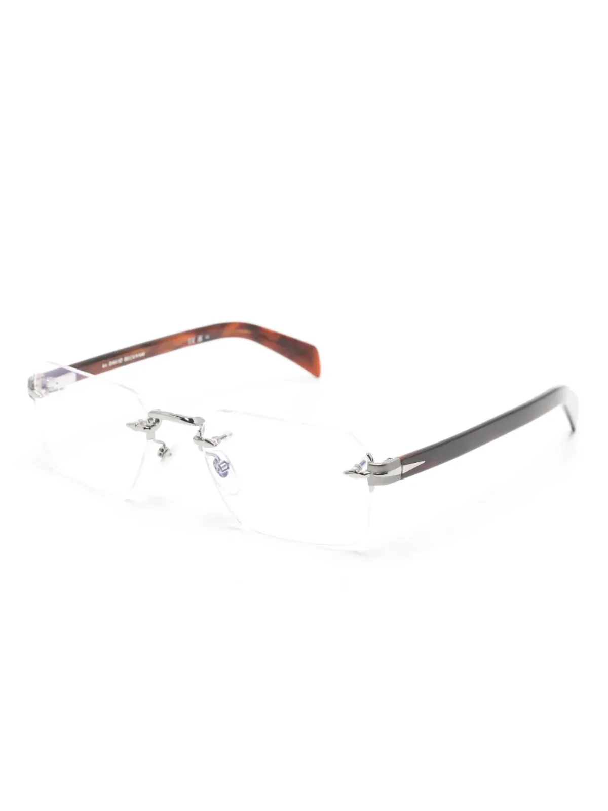Eyewear by David Beckham rimless rectangle-frame glasses - Brown - 画像2