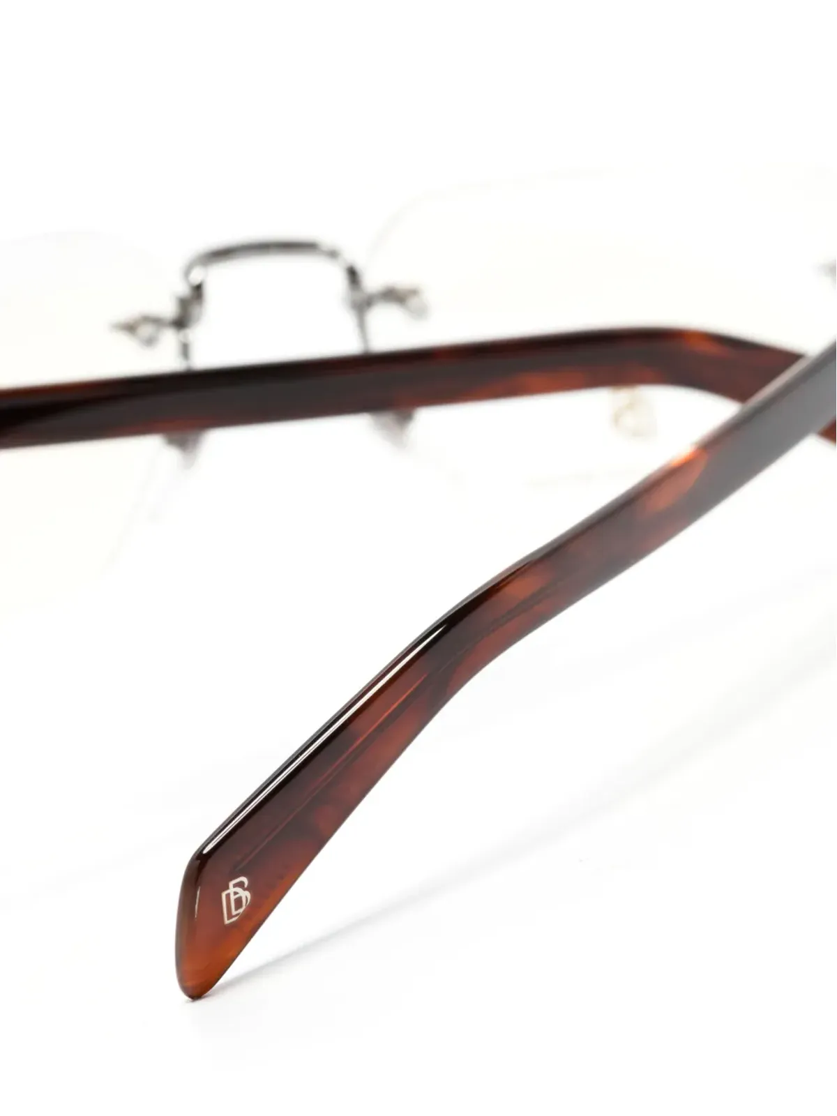 Eyewear by David Beckham rimless rectangle-frame glasses - Brown - 画像3