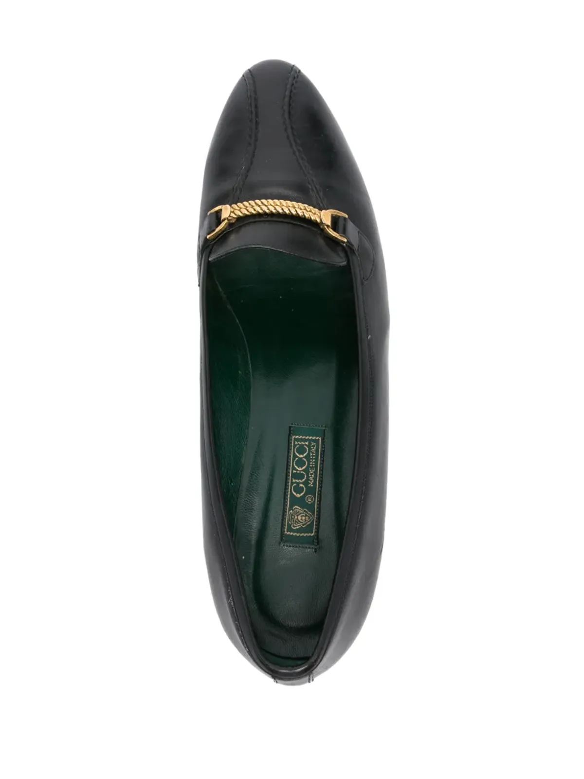 Gucci ビンテージ 1980年代 チェーンリンクレザー パンプス - ブラック - 画像4