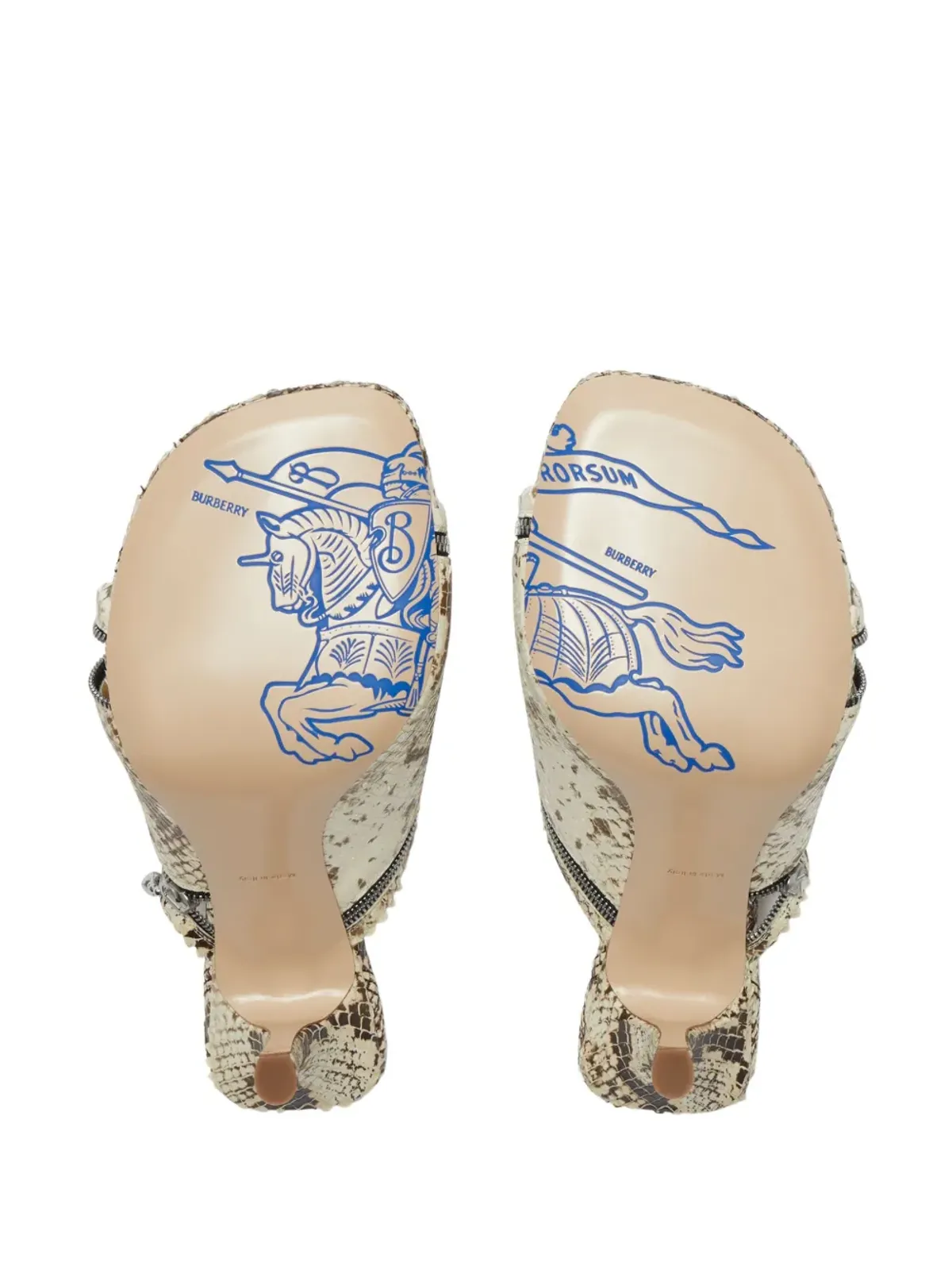 Burberry 85mm ヘビ柄レザーサンダル - ベージュ系 - 画像5