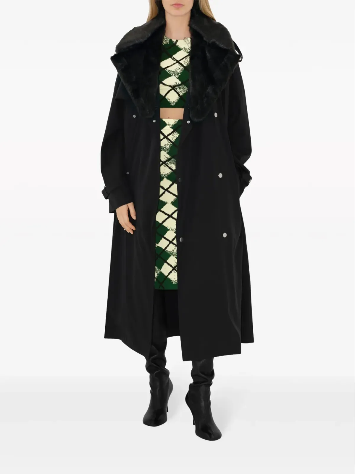 Burberry アーガイル細編みクロップドジャンパー - 画像2