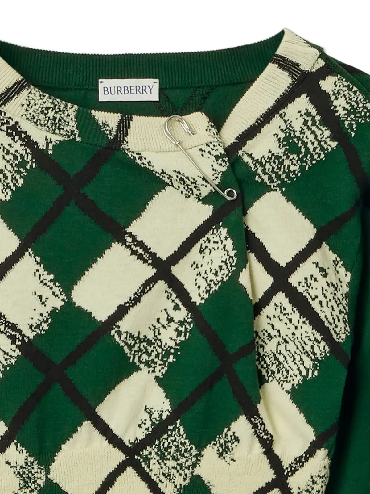 Burberry アーガイル細編みクロップドジャンパー - 画像3