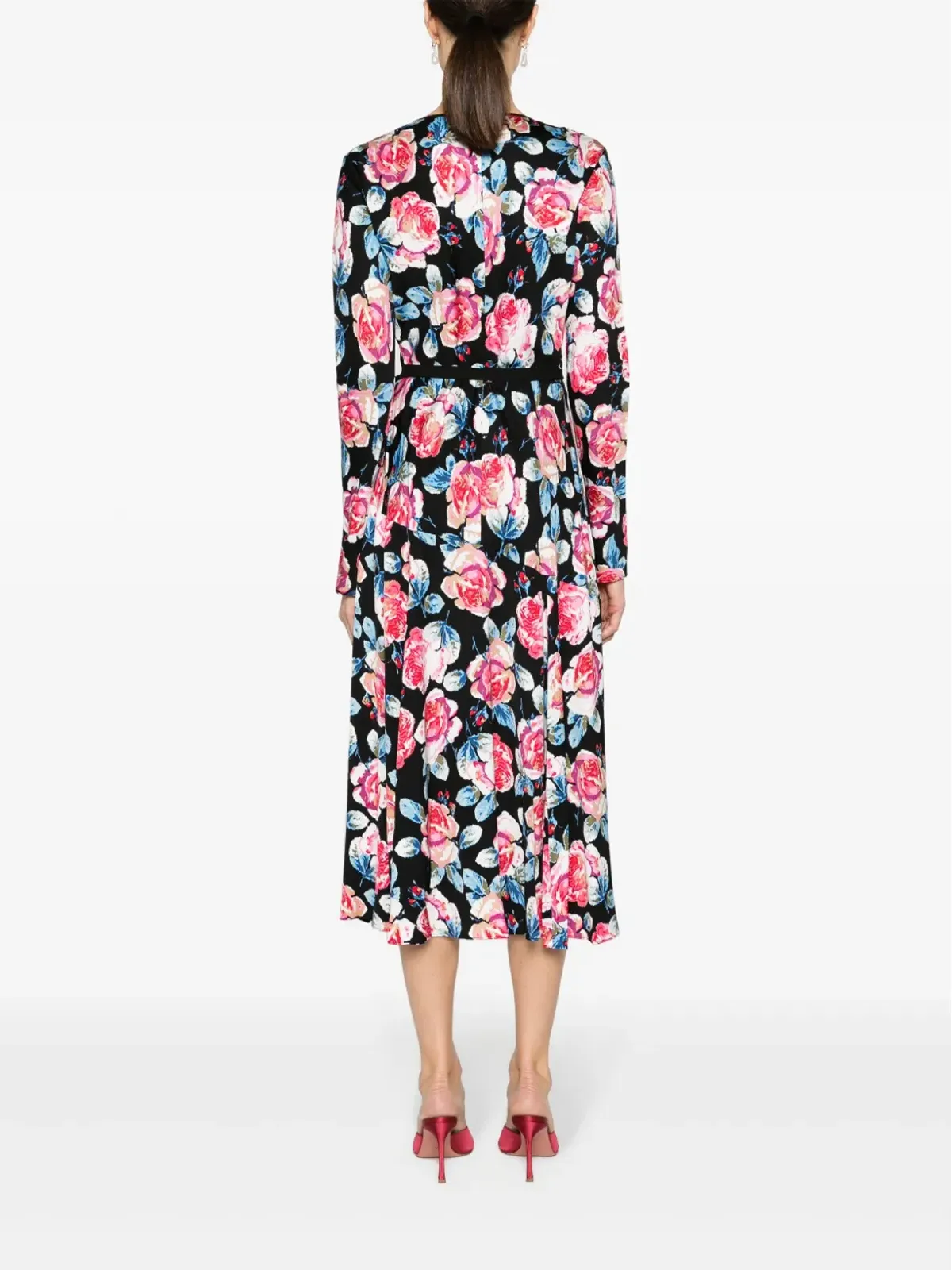 DVF Diane von Furstenberg アニカ ローズプリント ミディ丈 ラップドレス - 画像4