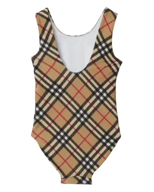 Burberry Kids ラウンドネックのチェック柄水着 - ニュートラルカラー - サムネイル2
